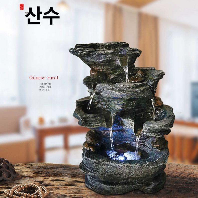 폭포 물레방아 장식품 정원 실내분수대 소품 인테리어 거실 선물 실내미니분수대 - 상세 이미지 3