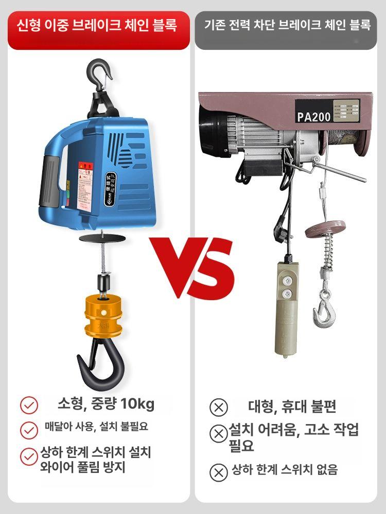 전동 체인블럭 휴대용 미니 윈치 이동식 승강 리프팅 프레임 단상 차량용 건설장비 - 상세 이미지 5