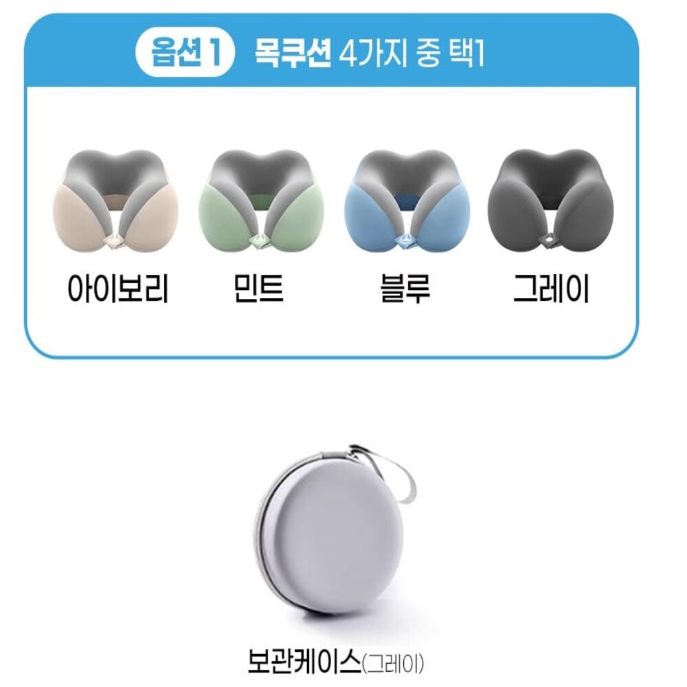 메모리폼 목베개 말랑폭신한 단추고정 360도 곡선 기능성 거북목 일자목 비행기 여행 목베개 이미지 6