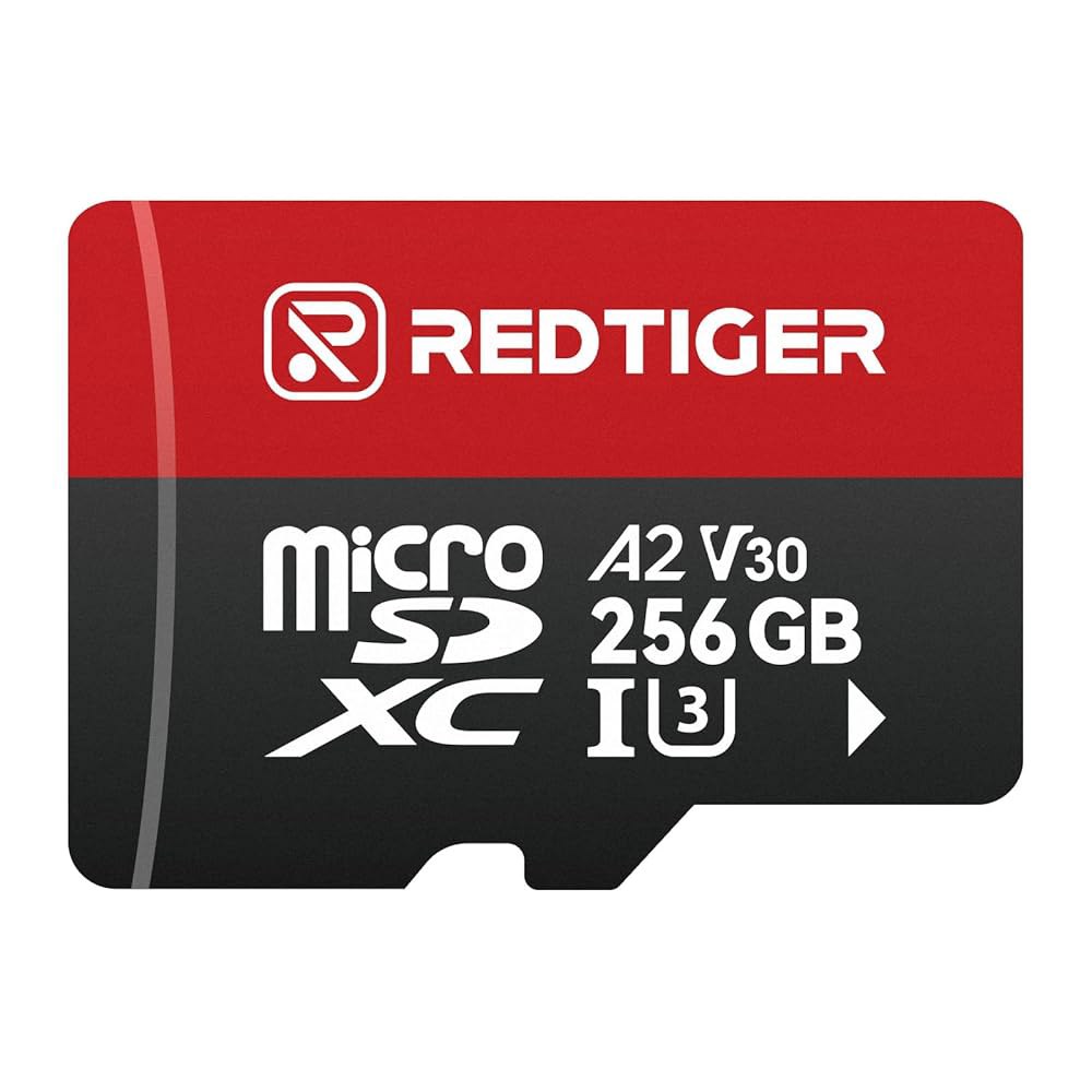 어댑터가 장착된 256GB 고속 마이크로 SD 카드, 마이크로SDXC UHS-I 클래스 10, U3, V30 A2, 대시 캠 지원 및 4K 비디오 녹화, F7NP-V07&F9&F7 - 상품 이미지
