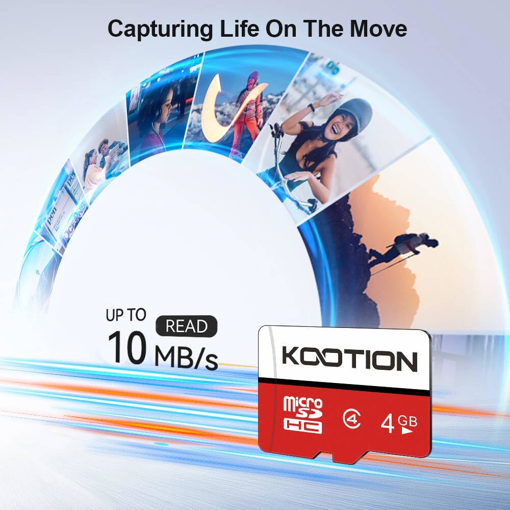 쿠티온 4GB 마이크로 SD 카드 5팩, 클래스 4 마이크로SD 플래시 메모리 카드, C4, MP3 / MP4 구형 휴대폰용 어댑터 포함 TF - 상세 이미지 2