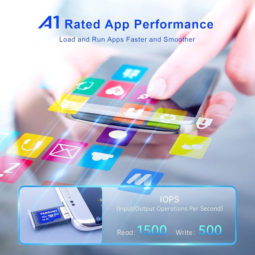 uny Micro SD 카드 64GB 3팩 microSDXC 메모리 카드와 어댑터 A1 앱 성능 V30 4K 비디오 녹화 C10 U3 폰, 카메라, 대시 캠, 액션 카메라용 - 상세 이미지 3