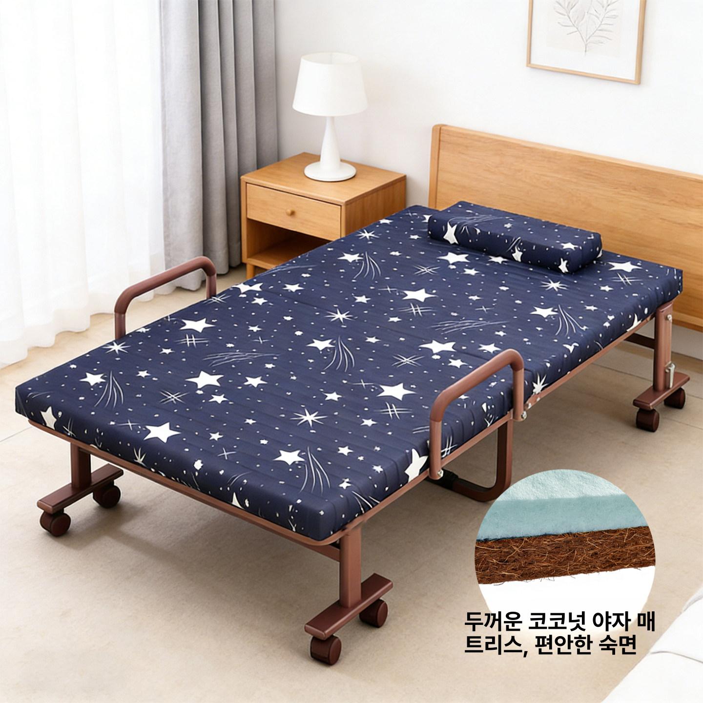 휴대용 접이식 침대 사무실 낮잠용 간편 침구 원룸 소형 폴딩 이동식 보조 침대 수면 - 상세 이미지 4