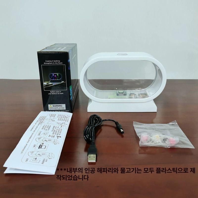 LED 해파리 수족관 무드등 조명 꾸미기 인테리어 아크릴 피규어 장식 배터리 형광 라이트 - 상세 이미지 2
