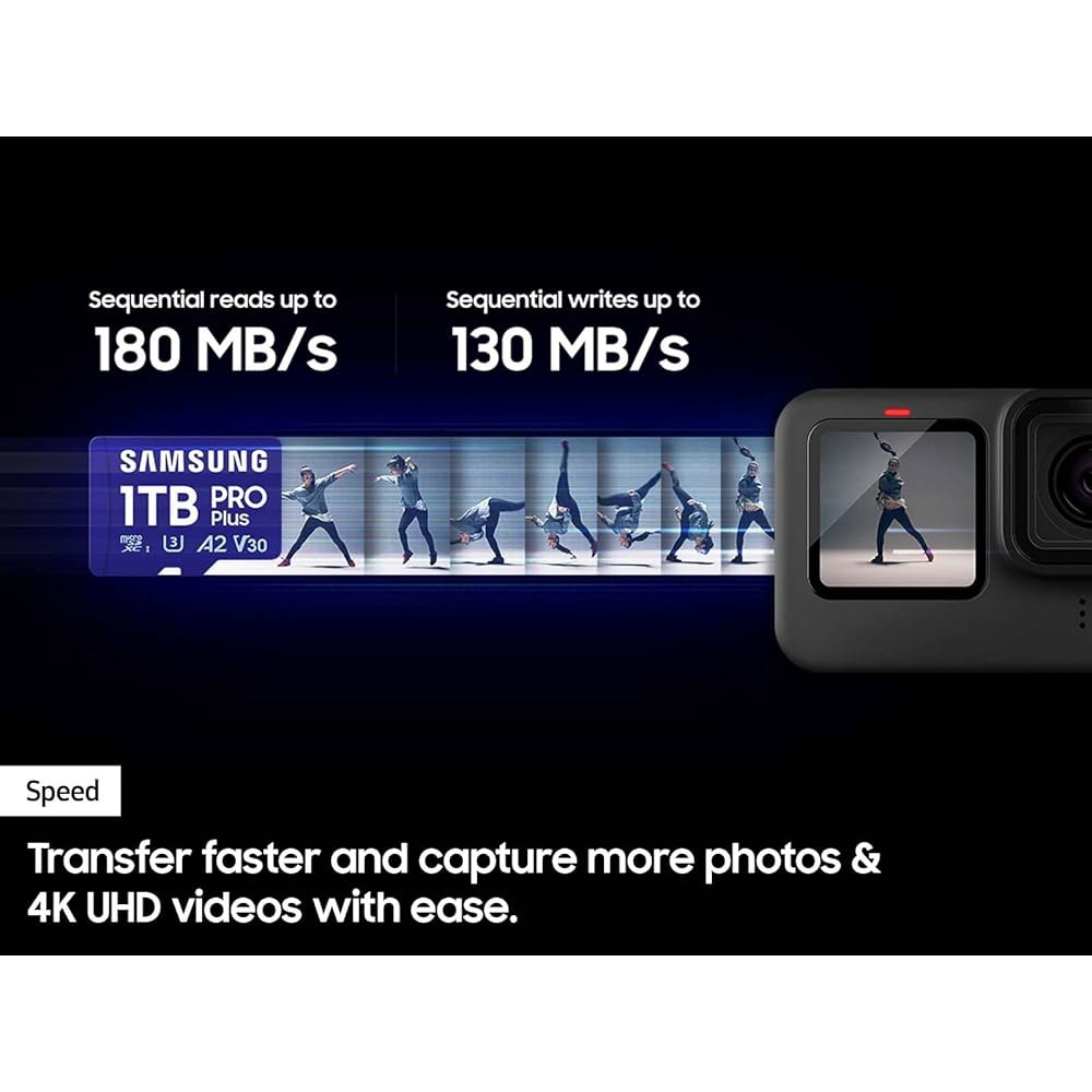 안드로이드 스마트폰, 태블릿, GoPRO, DJI 드론용 삼성 PRO Plus microSD 메모리 카드 + 어댑터, 256GB microSDXC, 최대 180MB/s, 풀 HD - 상세 이미지 3
