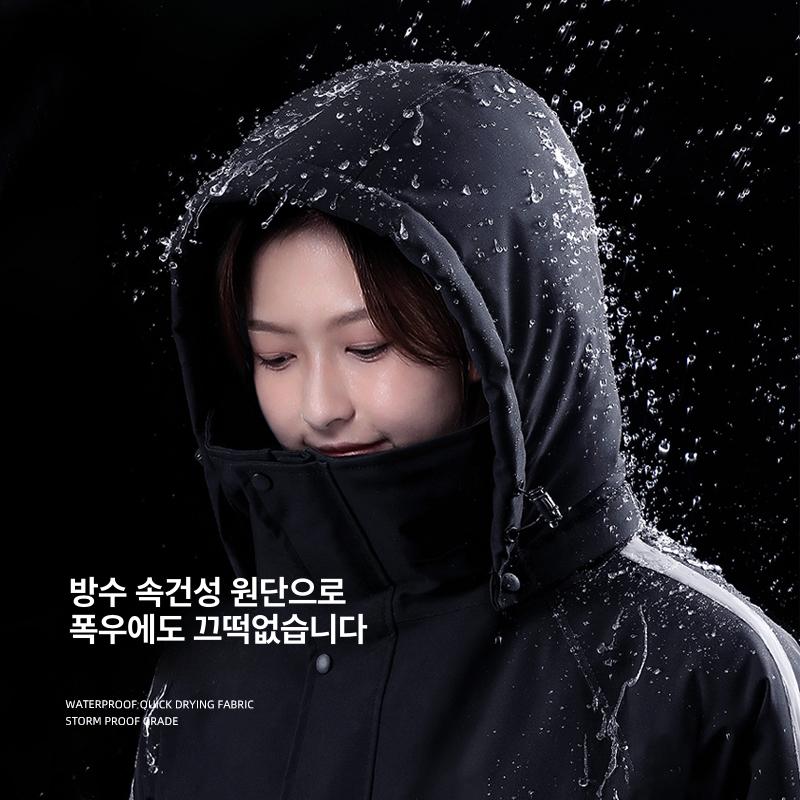 겨울 보온 멜빵 점프수트 누빔 패딩 캐주얼 바지 따뜻한 실내복 솜옷 방한용 배달원복 - 상세 이미지 3