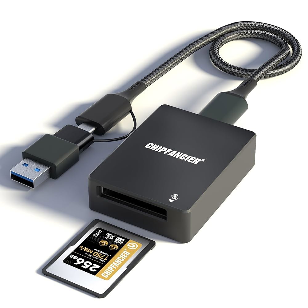 CHIPFANCIER CFpress 타입 A 카드 리더 어댑터 메모리 40Gbps USB 3.2 2세대 Windows /Mac /Linux /Android Black과 호환 - 상품 이미지