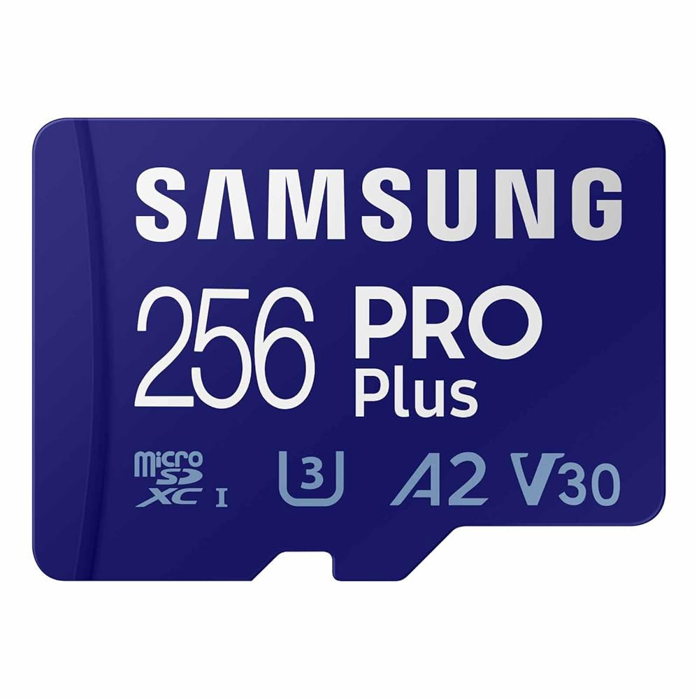 안드로이드 스마트폰, 태블릿, GoPRO, DJI 드론용 삼성 PRO Plus microSD 메모리 카드 + 어댑터, 256GB microSDXC, 최대 180MB/s, 풀 HD - 상품 이미지