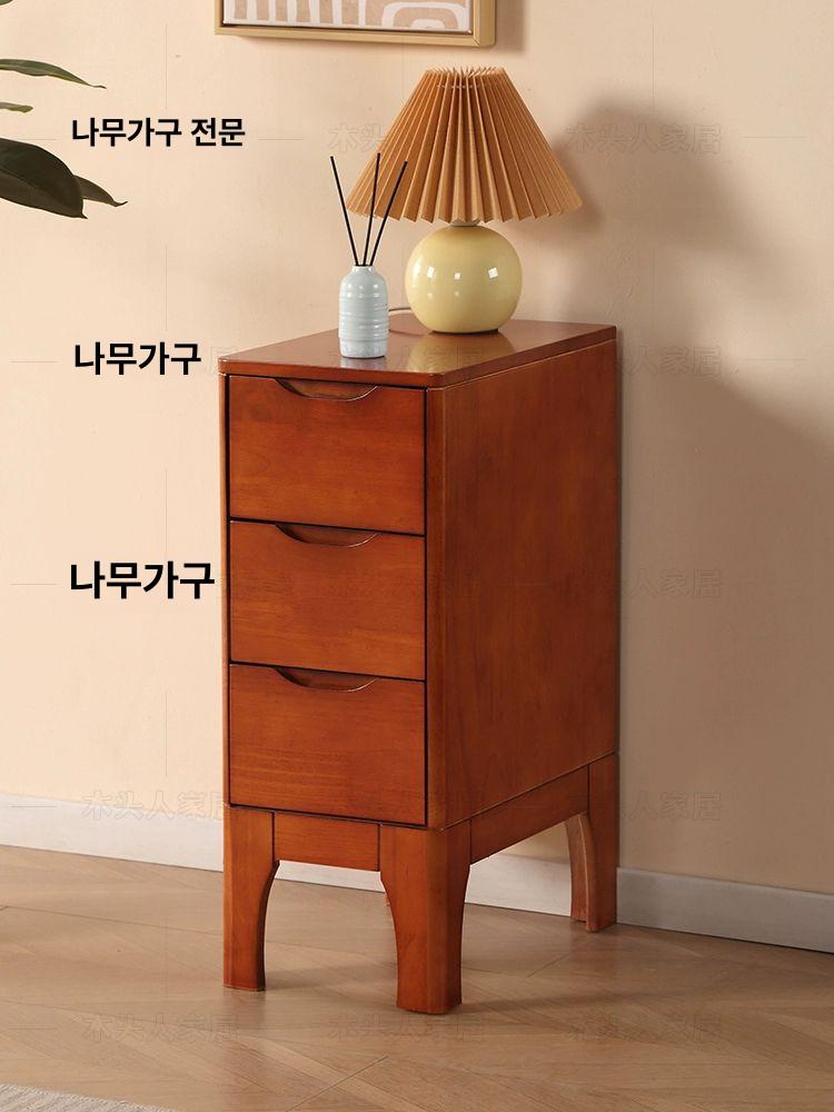 침대협탁 원목 슬림 나이트 테이블 침실 좌측우측 20cm 틈새수납 서랍식 침대옆탁자 - 상세 이미지 3