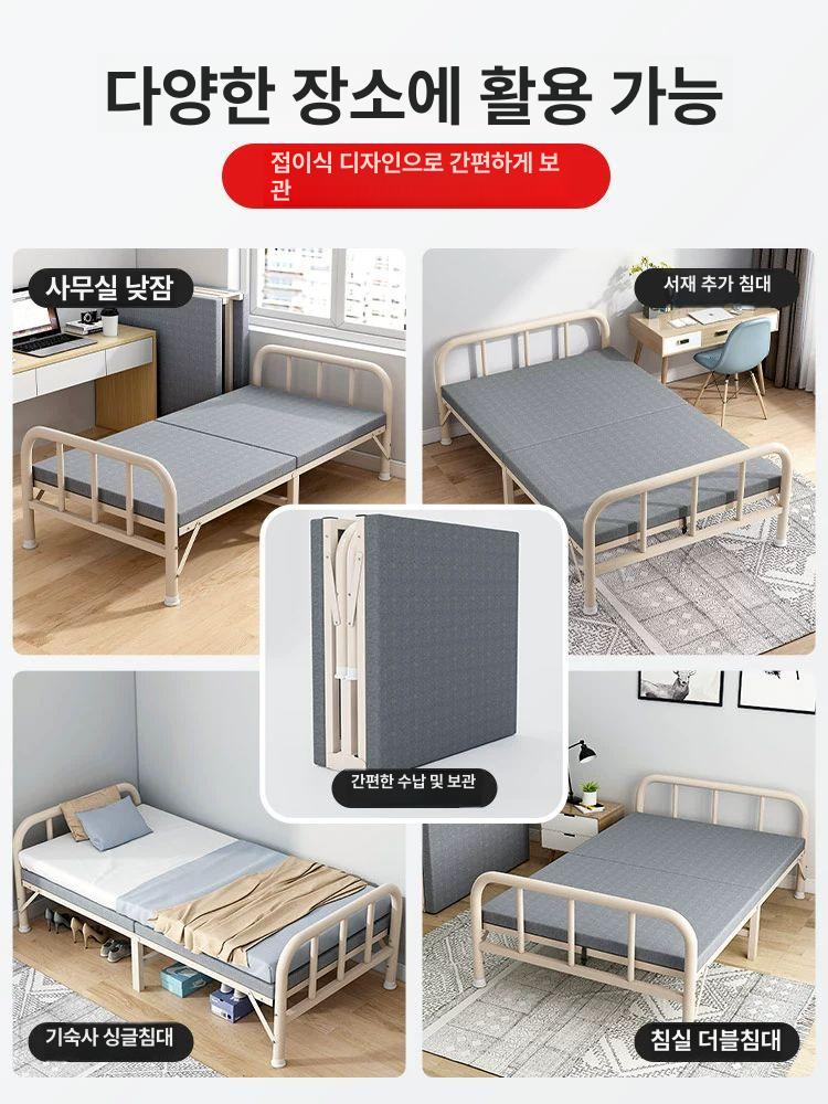 폴딩싱글침대 좁은방수납형 기숙사자취방용 간편 철제프레임 공간활용침대 - 상세 이미지 3