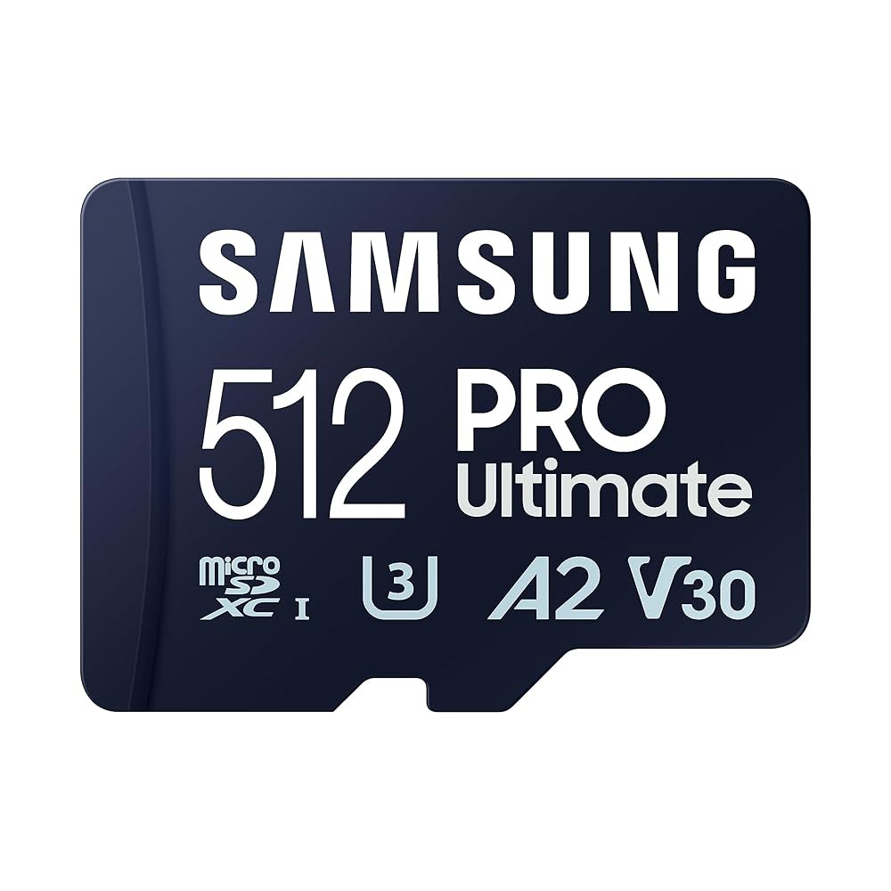 삼성 PRO 얼티밋 마이크로SD 메모리 카드 + 어댑터, 512GB 마이크로SDXC, 최대 200MB/s, 4K UHD, UHS-I, 클래스 10, U3, V30, GoPRO 액션 - 상품 이미지