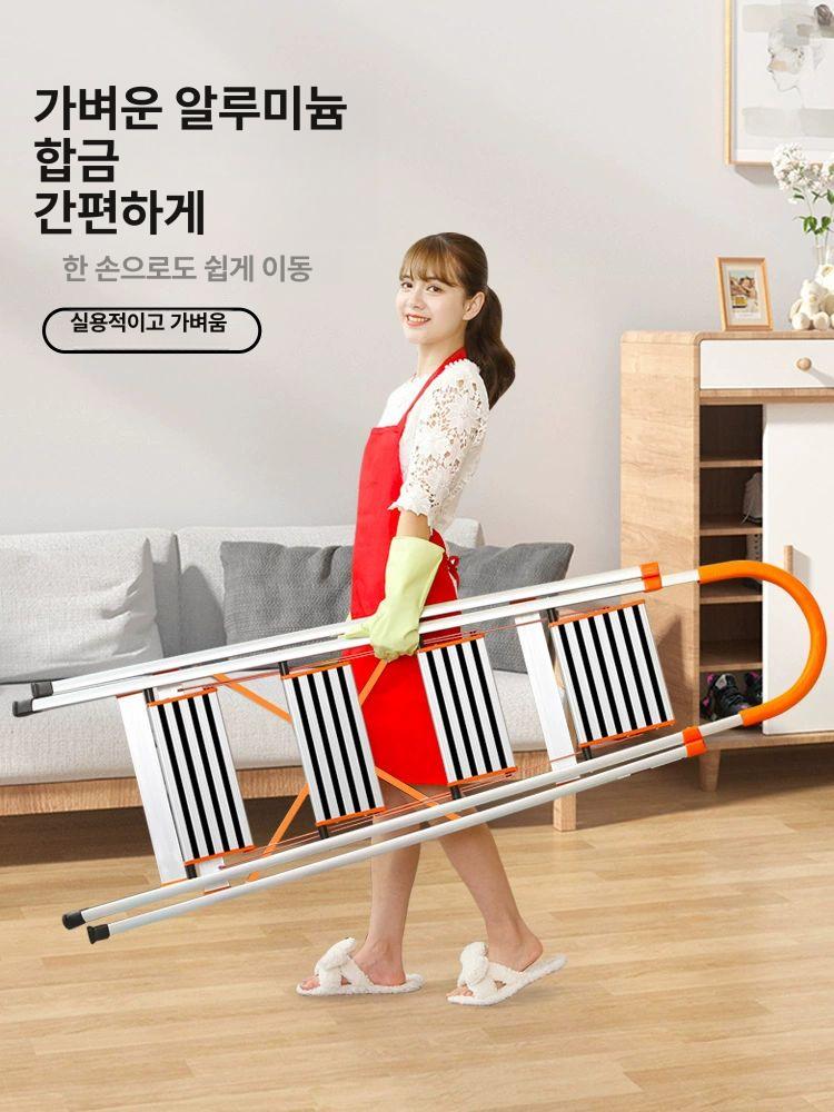 접이식사다리 알루미늄 광폭 중형 가정용 작업용 세차 도배 이동식 폴딩 계단 안전 스텝 - 상세 이미지 4
