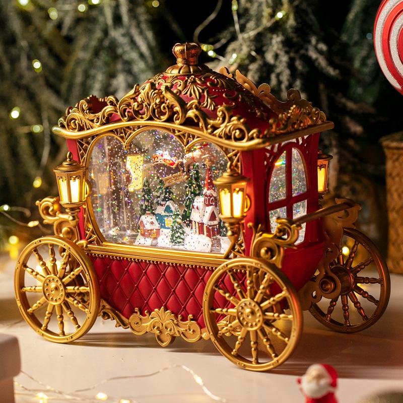 크리스마스 오르골 워터볼 뮤직박스 눈 결정체 LED 조명 장식 인테리어 소품 선물 - 상세 이미지 4