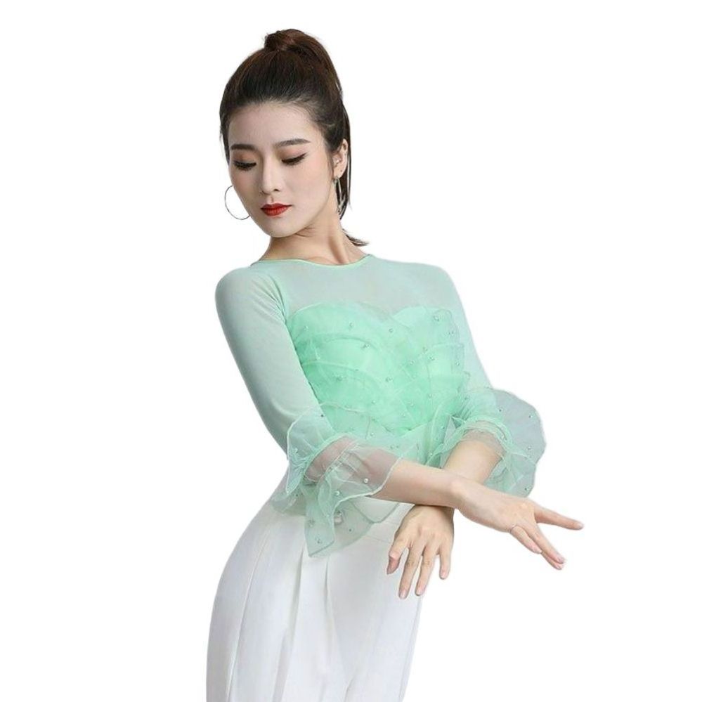 발레의상 스트라이프 티셔츠 반팔티 긴팔 반팔티셔츠 여성 이너 여름 레이어드 여자 나시 크롭 - 상품 이미지