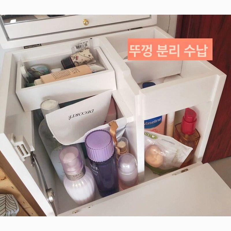 좁은공간 슬림 화장대 서랍형 화이트 학생 원룸 책상 이동식 원목 수납장 키큰 틈새 - 상세 이미지 3