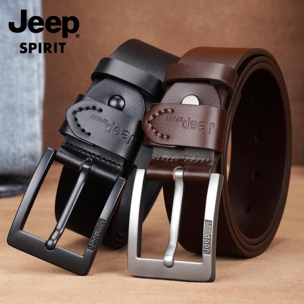 Jeep 지프 남성 소가죽 벨트 핀버클 캐주얼 허리띠 - 상세 이미지 2
