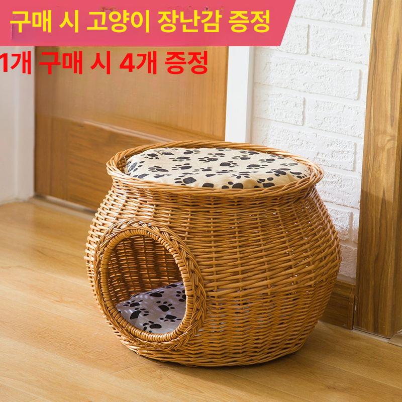 라탄 고양이집 반려동물하우스 숨숨집 여름 애완동물 고양이쉼터 동굴집 반려동물가구 - 상세 이미지 2
