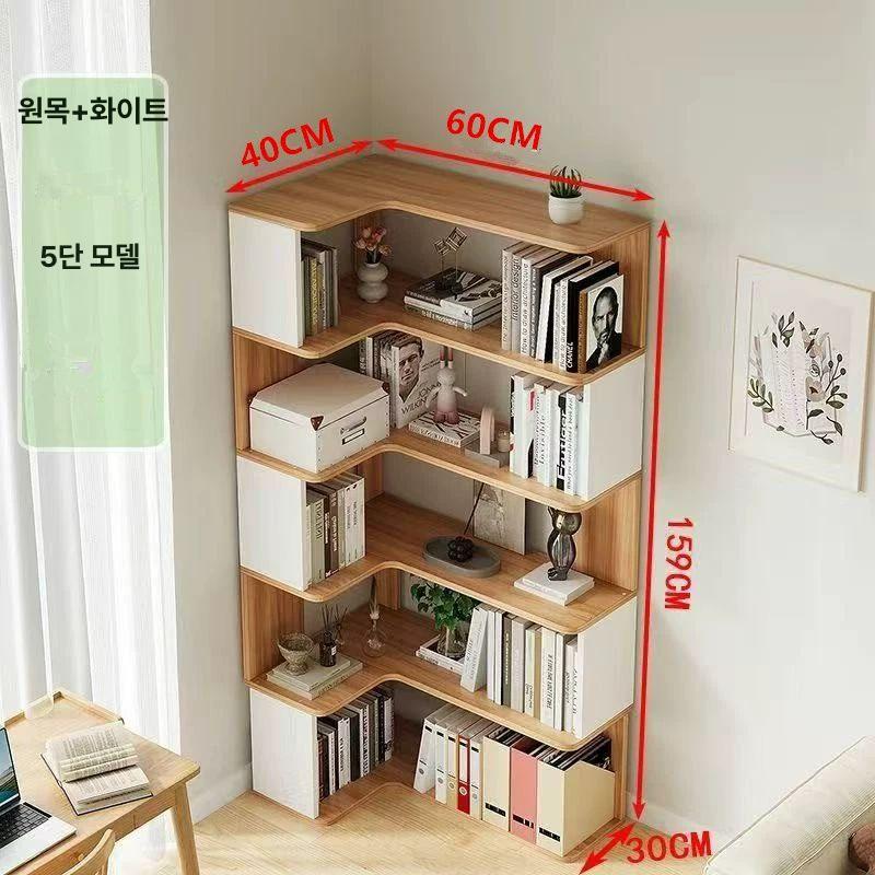 모서리 틈새 삼각 코너 책장 선반 수납장 거실 책꽂이 벽면 디스플레이 수납 선반대 - 상품 이미지