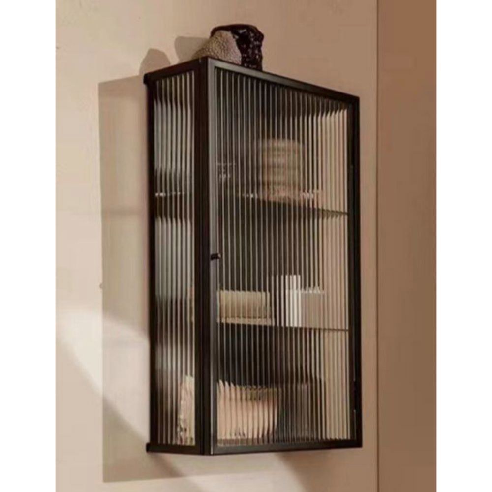 선반 모루 인테리어 벽걸이 H210cm 좌열림 유리 35x5x60 더블 협탁 블랙 왼쪽 35 15 60 행장을 갖추다 - 상품 이미지
