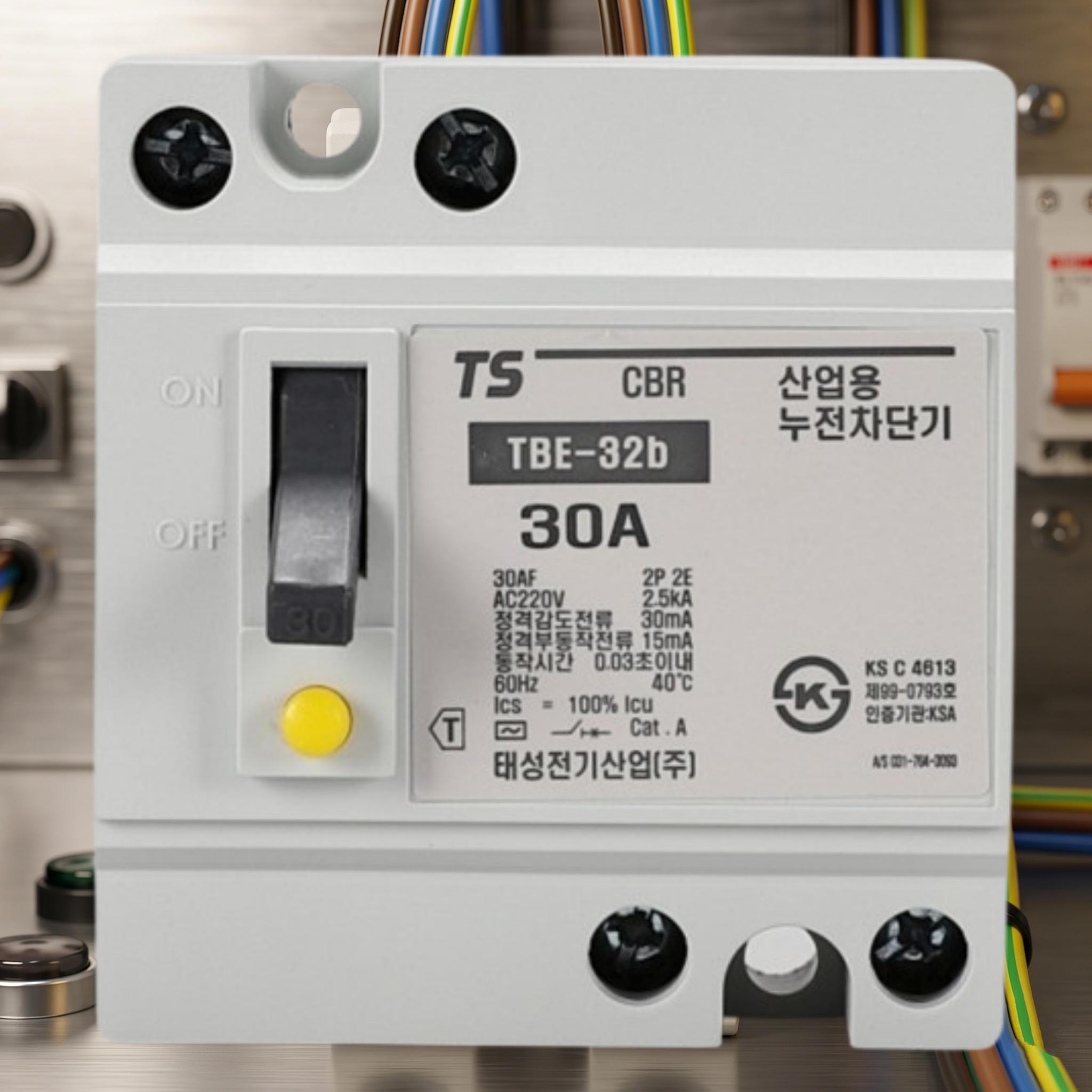 태성 산업용 누전차단기 30A 2P TBE 32b 전기차단기 - 상품 이미지