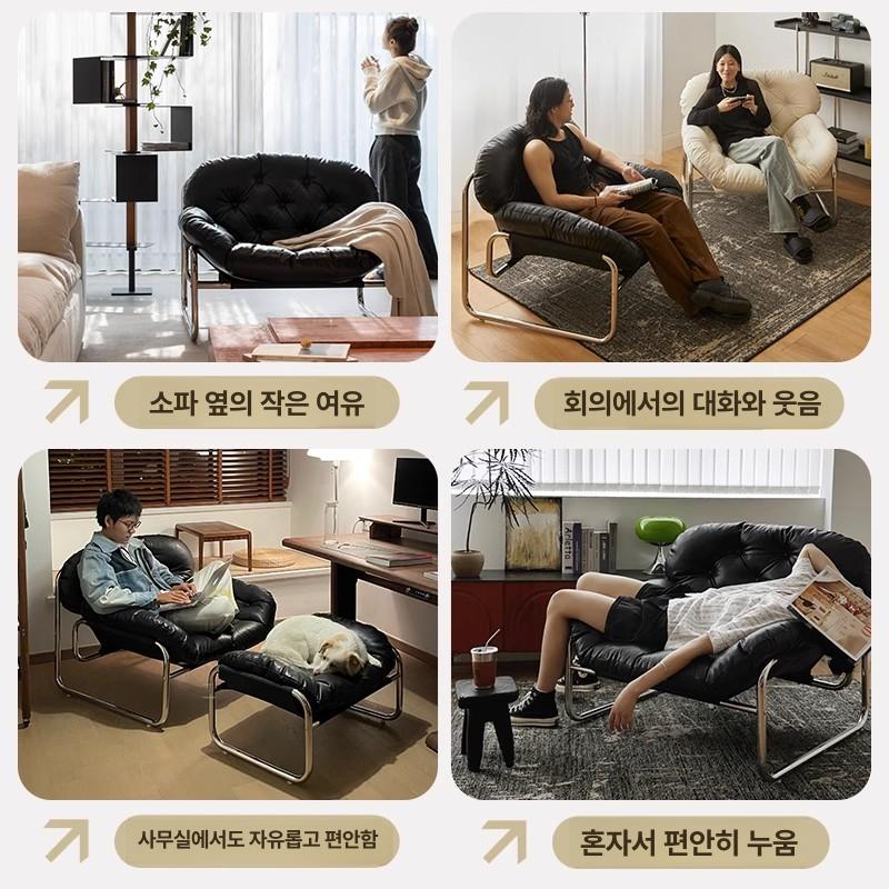 편한 윙체어 소파 침실 등받이 안락의자 휴식 인테리어 패브릭 푹신한 쿠션 다리 - 상세 이미지 3