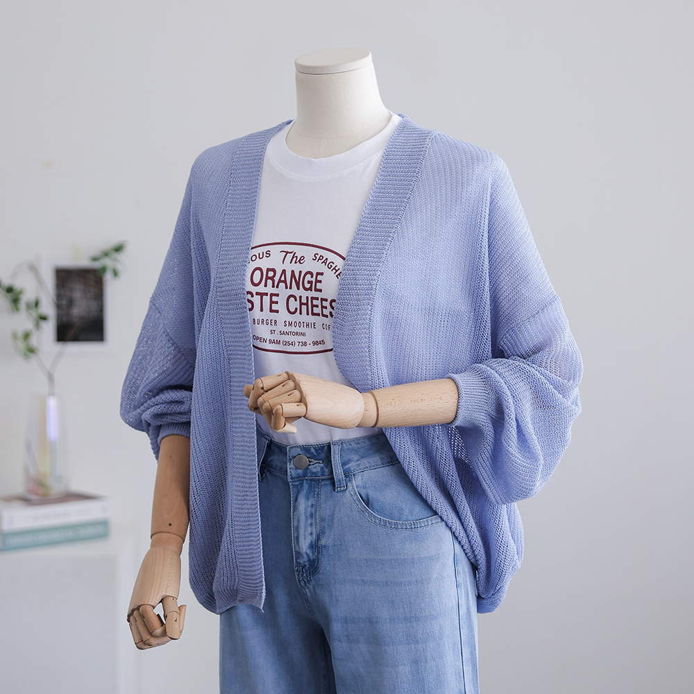 벤터 데일리 루즈핏 쿨 시스루 퍼프 가디건 - 상세 이미지 2