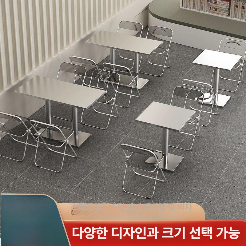 카페 테이블 스테인레스 모던 탁자 메탈 원형 반원 베란다 야외용 스틸 - 상세 이미지 5