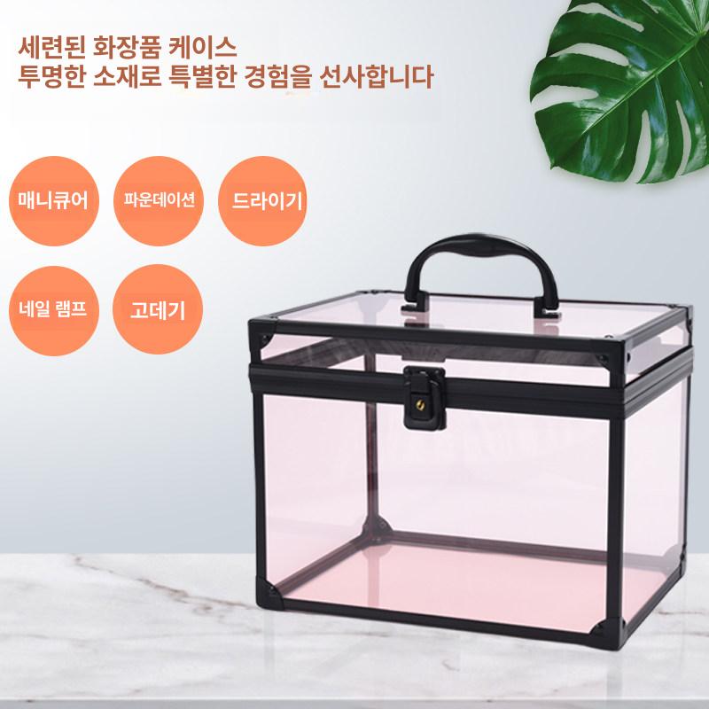 메이크업 박스 아크릴 방수 투명 여성 세면 여행용 정리함 보관함 대용량 립스틱 휴대용 - 상세 이미지 4
