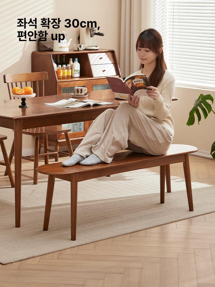식탁벤치 긴의자 원형 라운드 테이블 의자 카페 레스토랑 모던 디자인 러버우드 나무 식사 - 상세 이미지 5