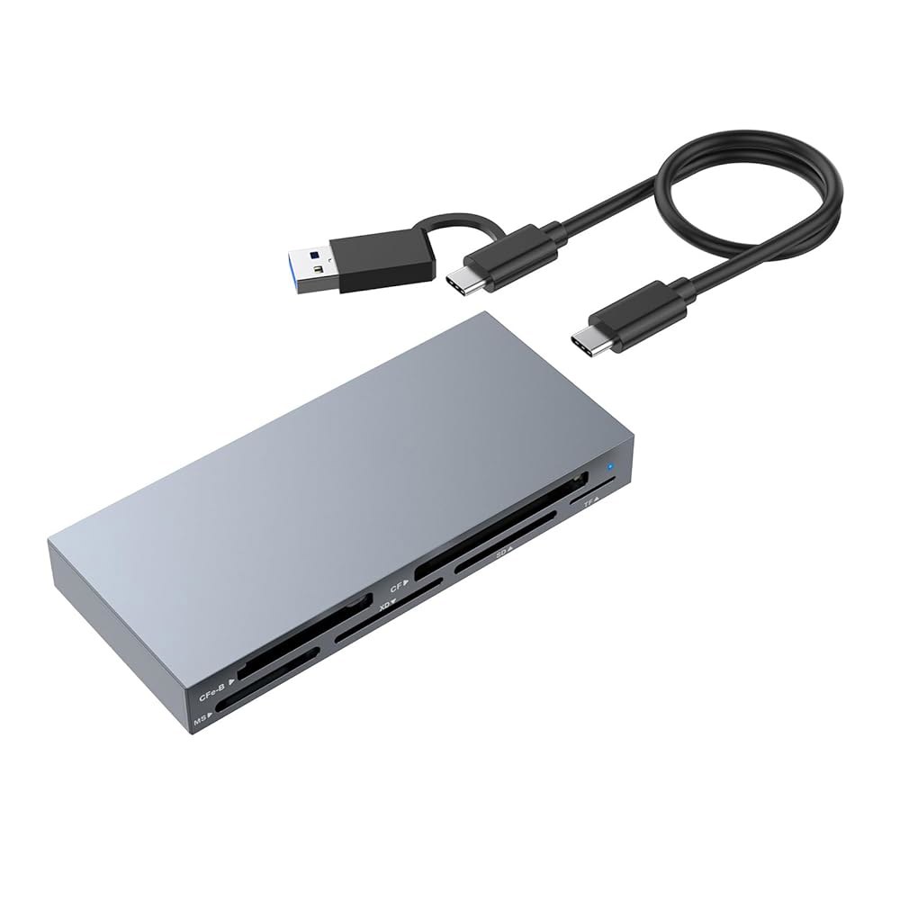 DAGIJIRD 휴대용 메모리 카드 리더기 6-in-1 멀티 포트 USB 3.2 Gen2 10Gbps - CF Express Type B /CF /MS /XD /SD /TF - 상품 이미지