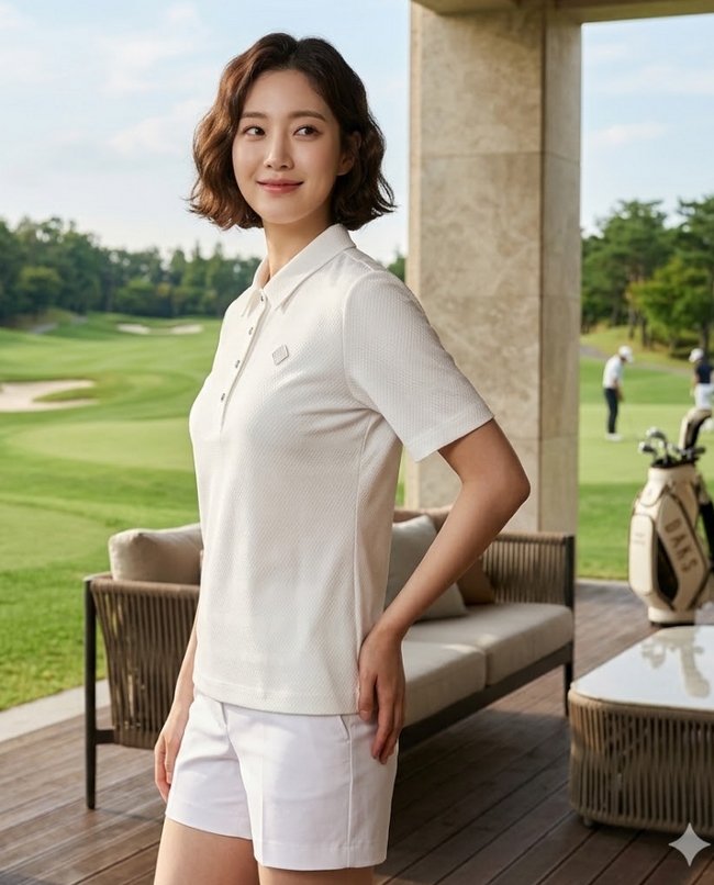 닥스 골프 여성 여름 냉감 통풍성 라운딩 골프룩 카라 반팔 티셔츠 - 상세 이미지 4