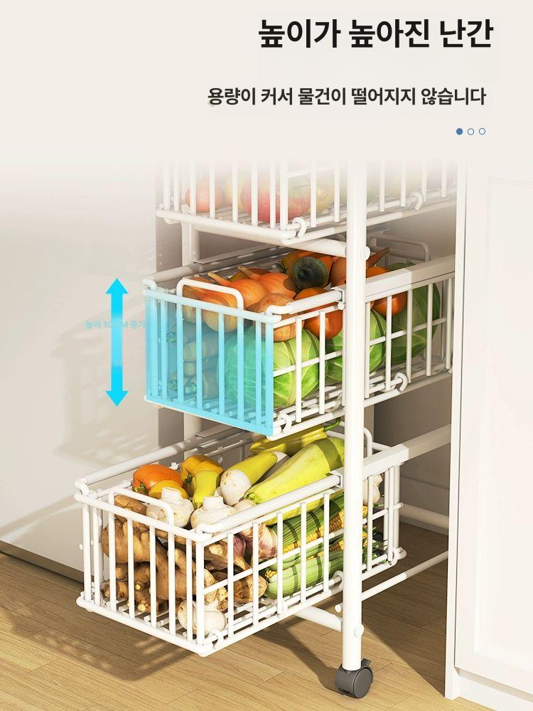 냉장고 옆 틈새 슬라이딩 서랍장 주방 보조 수납 스텐 선반 부엌 정리 수직 수평 공간활용 보관함 이미지 6