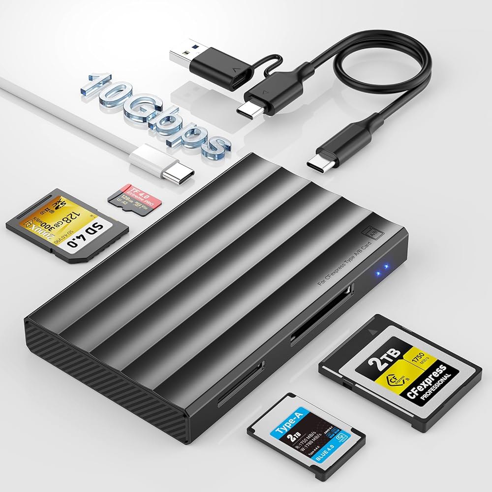 CFExpress 타입 A / B 카드 리더, 4 in 1 UHS-II SD4.0 & Micro SD /TF 리더 10Gbps USB 3.2 Gen 2 /A 어댑터, , Andro - 상품 이미지