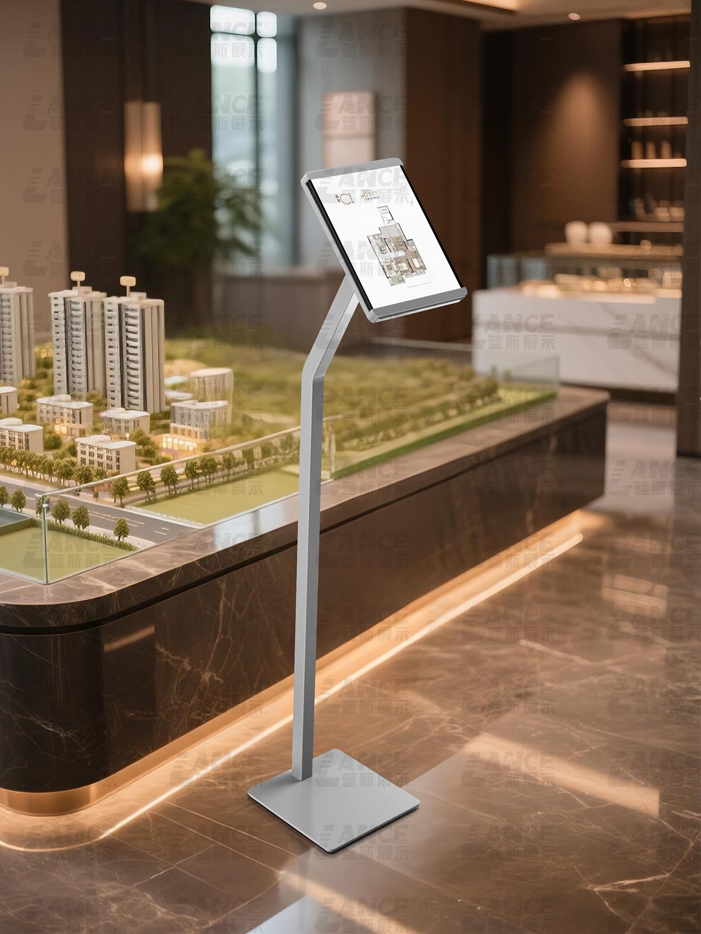 태블릿 거치대 스탠드 키오스크 매장 카운터 고정형 화이트 디스플레이 설치용 스크린 홀더 - 상세 이미지 5