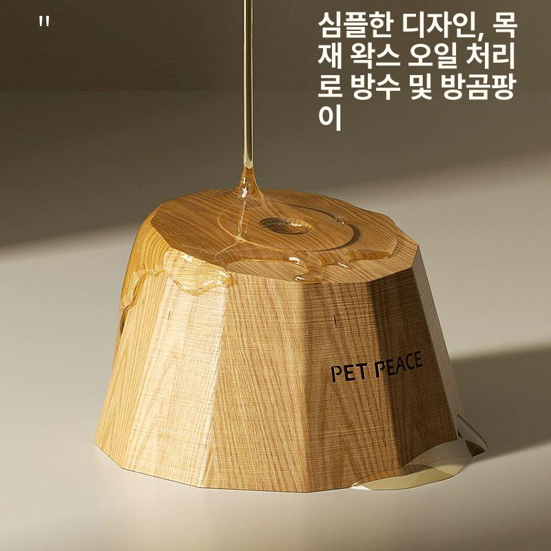 애완동물 밥 물 식기 세트 강아지 고양이 원목 스테인리스 이중식탁 대형견 사료 급식기 수반 위생 자동급식 방지 이미지 6