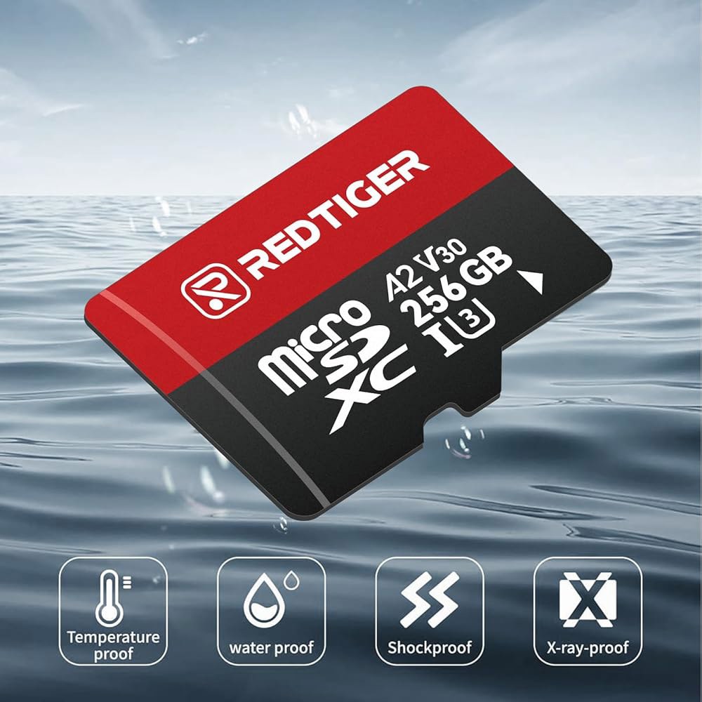 어댑터가 장착된 256GB 고속 마이크로 SD 카드, 마이크로SDXC UHS-I 클래스 10, U3, V30 A2, 대시 캠 지원 및 4K 비디오 녹화, F7NP-V07&F9&F7 - 상세 이미지 3