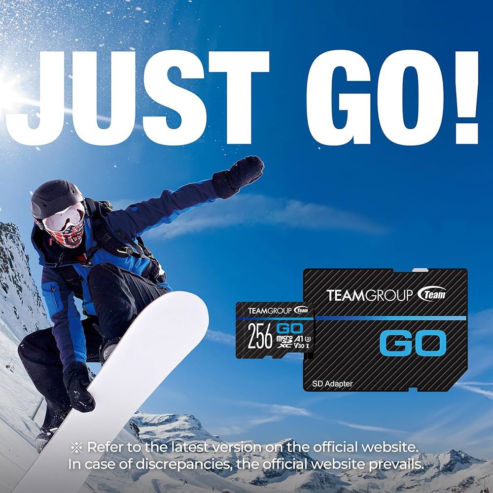 TEAMGROUP GO 카드 256GB MicroSDXC UHS-I U3 V30 4K 액션 카메라 및 드론 고속 플래시 메모리 카드, 야외 스포츠 브이로그용 어댑터, 촬영, GoP - 상세 이미지 2
