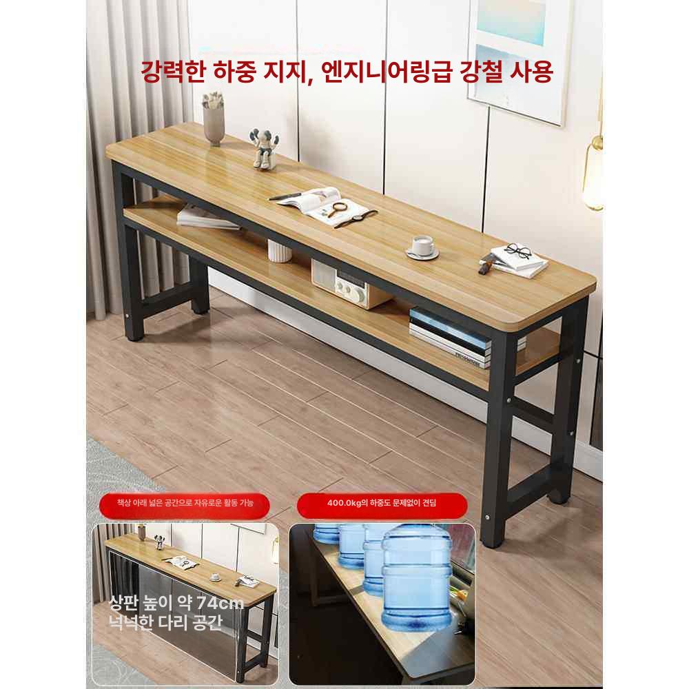좁고긴 컴팩트 데스크 창가 베란다 책상 슬림 프레임 테이블 스튜디오 홈오피스 라이트 월 마운트 - 상세 이미지 4