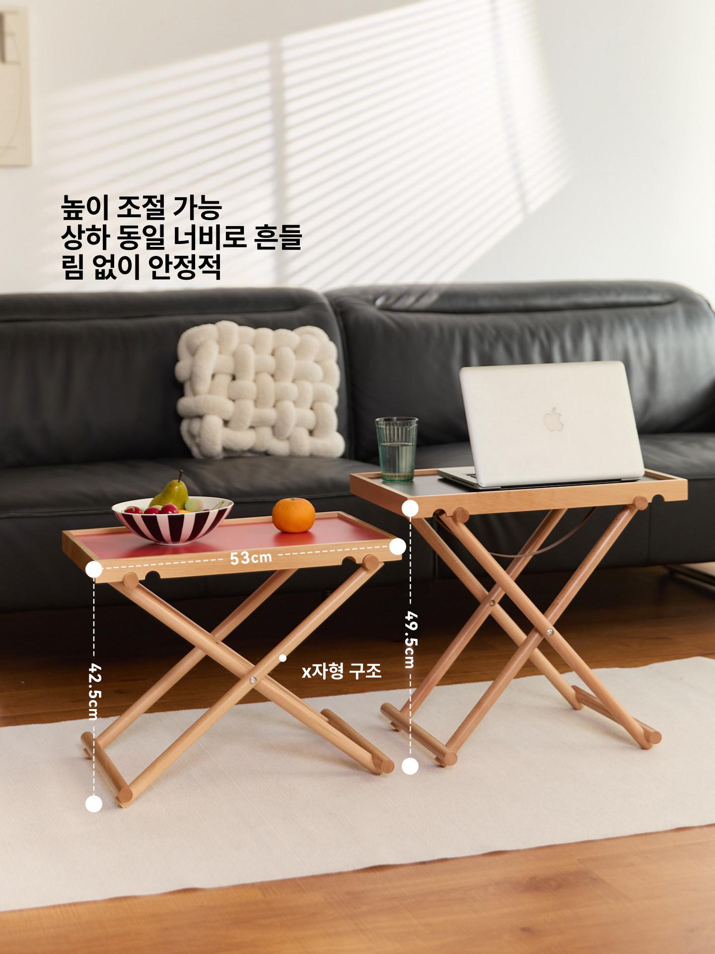 접이식 사이드 테이블 북유럽 우드 소파 옆 커피 테이블 발코니 야외 정원 아파트 보조 탁자 - 상세 이미지 5