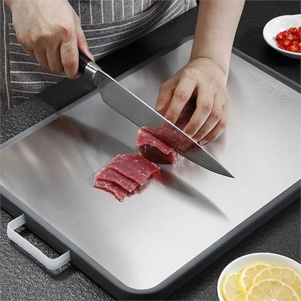 주방용 스테인레스 도마 휴대용 양면 도마 캠핑용 위생적 대형 간편 - 상품 이미지