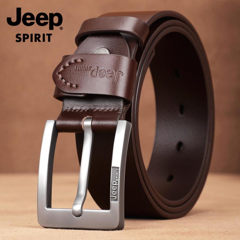 Jeep 지프 남성 소가죽 벨트 핀버클 캐주얼 허리띠 - 상세 이미지 4