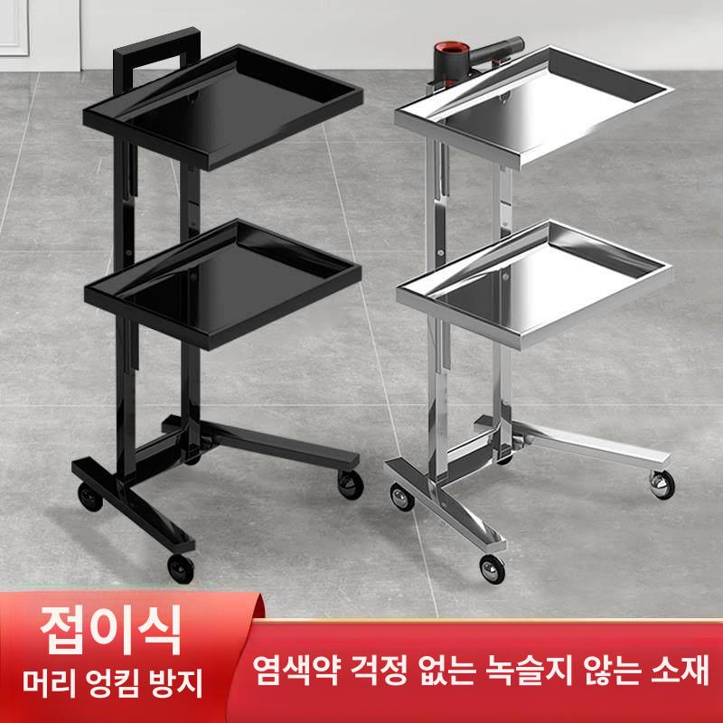 스텐 트롤리 선반 정리대 수납 반영구트레이 타투 도구 왁싱 미용실 이중층 네일 - 상세 이미지 2