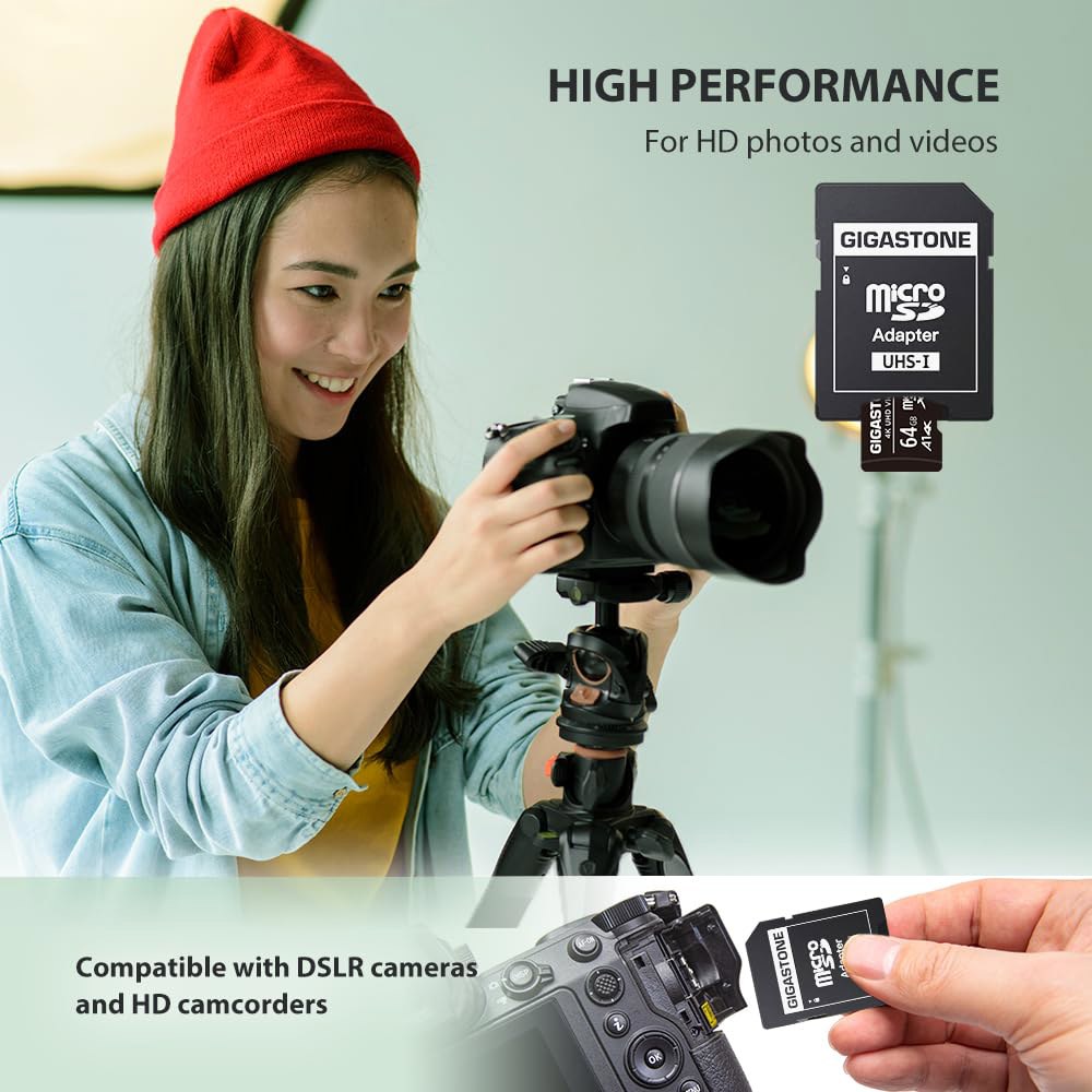 기가스톤 64GB 마이크로 SD 카드 10팩, A1 V30 4K 비디오 녹화, 감시 캠 액션 카메라 드론 전문가, 90MB /s SDXC UHS-I 클래스 10 - 상세 이미지 3