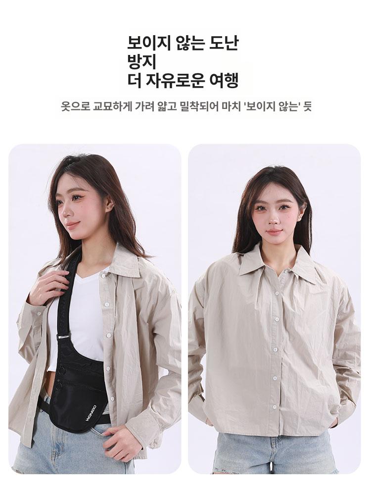 여행 도난방지가방 소매치기방지 여권 슬링백 딱붙는 방지 유럽여행가방 남자 해외여행 이미지 6