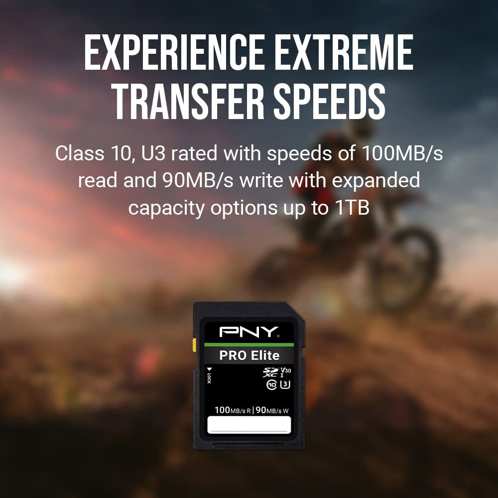 PNY 1TB PRO 엘리트 클래스 10 U3 V30 SDXC 플래시 메모리 카드 - 100MB/s, 10, U3, V30, 4K UHD, 풀 HD, UHS-I, 사이즈 SD - 상세 이미지 3
