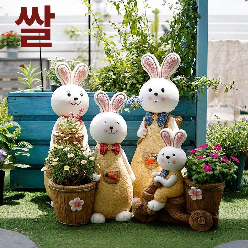 토끼가족 조형물 장식품 가든 조경 공원 야외정원 데코 정원꾸미기 화단 공예품 - 상세 이미지 2
