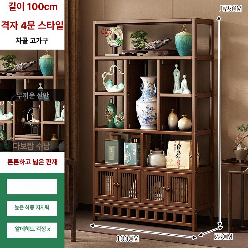 빈티지 원목 도자기 진열장 거실 수납 선반 디스플레이 선반대 장식장 홈 인테리어 액자 벽면 거치대 - 상품 이미지