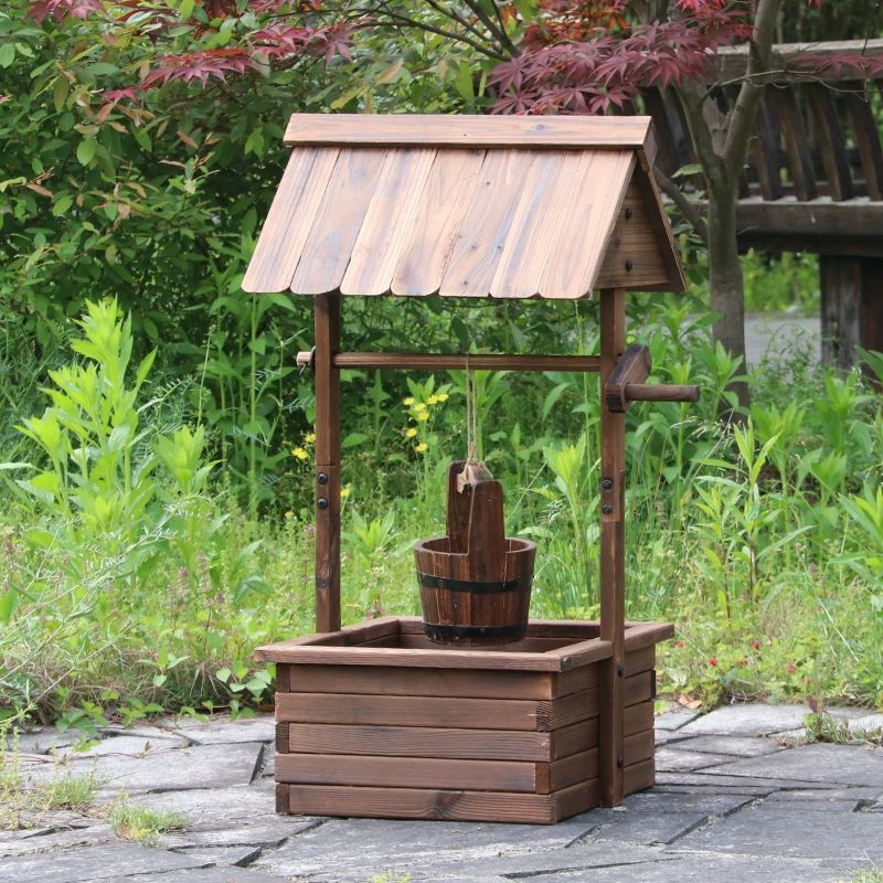 야외 우물모형 데코 목재 화단 정원꾸미기 정원장식 전원주택 조경용 원예 사각 - 상세 이미지 3