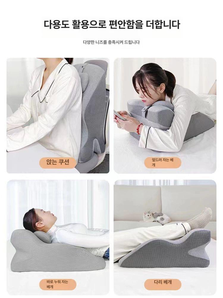낮잠베개 엎드려쓰는 등받이쿠션 목베개 허리받침 통풍구멍 분리형커버 사무실 휴대용 다기능 자동 채우기 - 상세 이미지 3