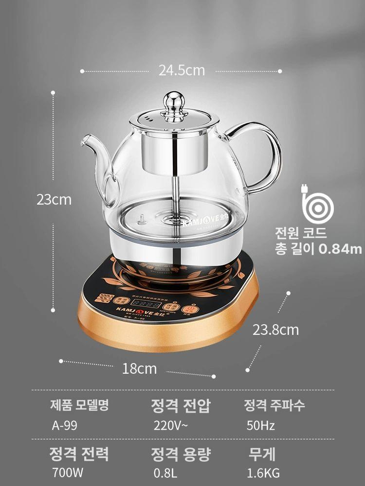 온도조절 전기주전자 유리 티포트 보온 온수포트 차 끓이기 전기 가열 주전자 호텔식 고급 홈 드링크웨어 - 상세 이미지 4